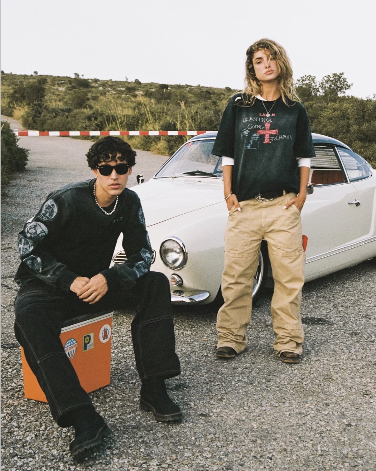 LVGN campaign with models beside a vintage car